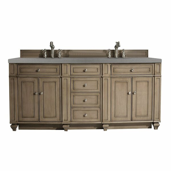 James Martin Vanities Bristol 72in Double Vanity, Whitewashed Walnut w/ 3 CM Grey Expo Quartz Top 157-V72-WW-3GEX